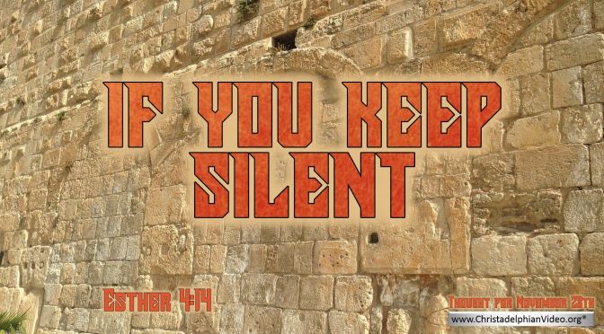 Daily Readings & Thought for November  28th. “IF YOU KEEP SILENT”