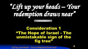 Signs of the Times - Consideration 1: 'The Hope of Israel the unmistakable sign of the fig tree'