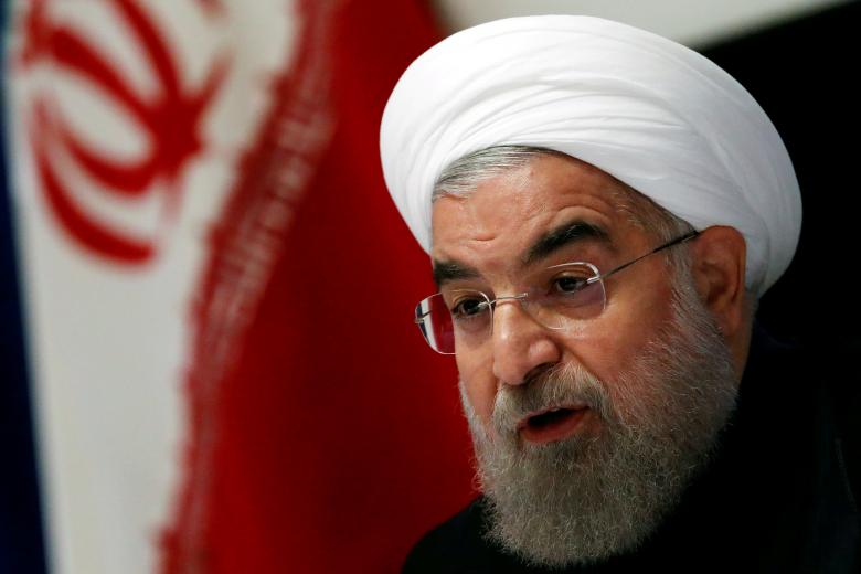 Iranian President Hassan Rouhani takes part in a news conference near the United Nations General Assembly in the Manhattan borough of New York
